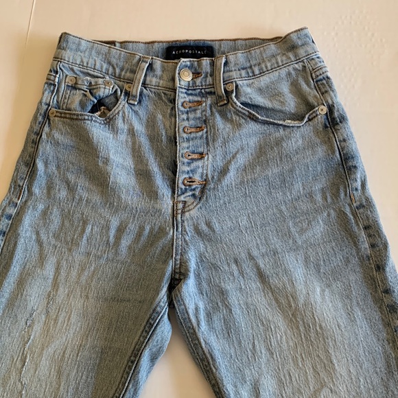 AEROPOSTALE. Blue denim jeans, distressed/rough look. Super high rise, s… - Picture 2 of 16